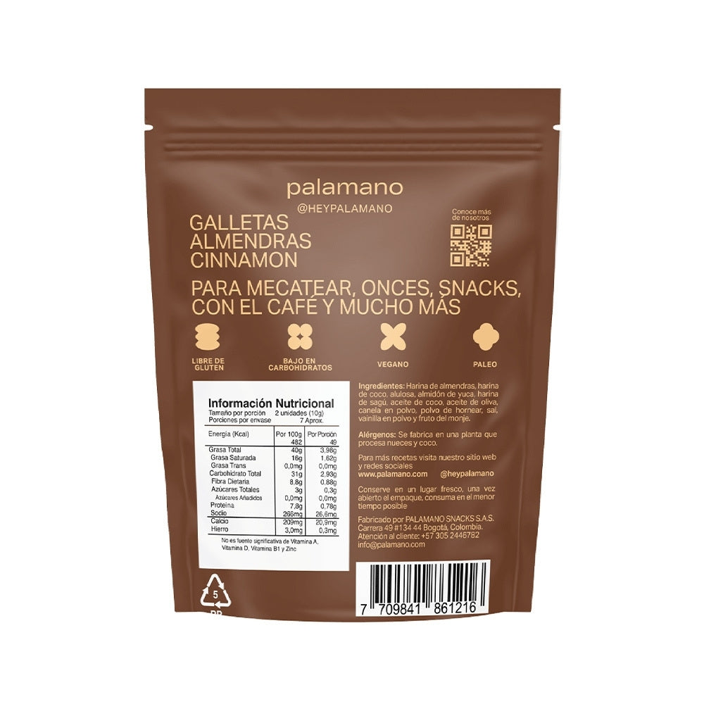 GALLETAS PALAMANO ALMENDRAS CINNAMON DOYPACK 70 G