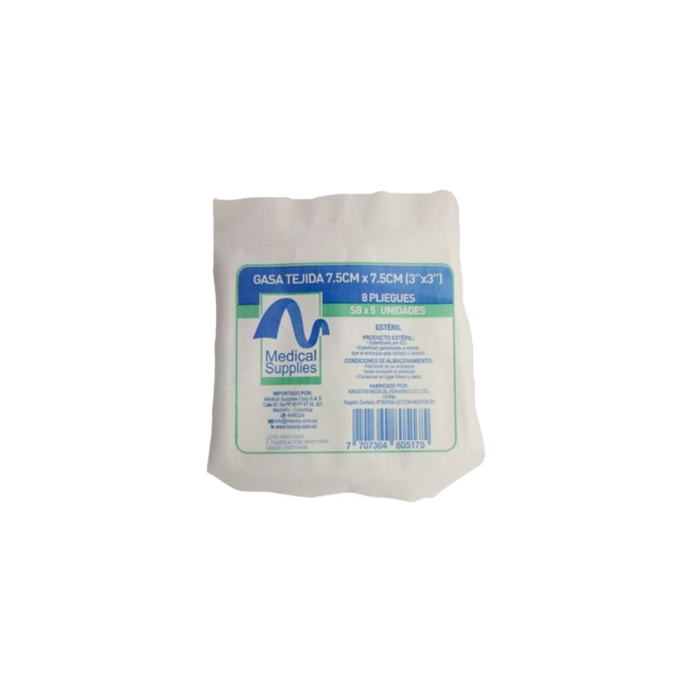 GASA ESTERIL MEDICAL SUPPLIES 7.5X7.5CM SOBRE X 5 UNDS
