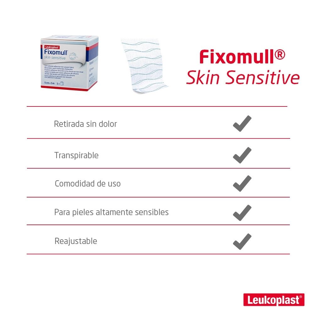 GASA LEUKOPLAST FIXOMULL 5CM X 5M SKIN SENSITIVE CAJA X 1 UND