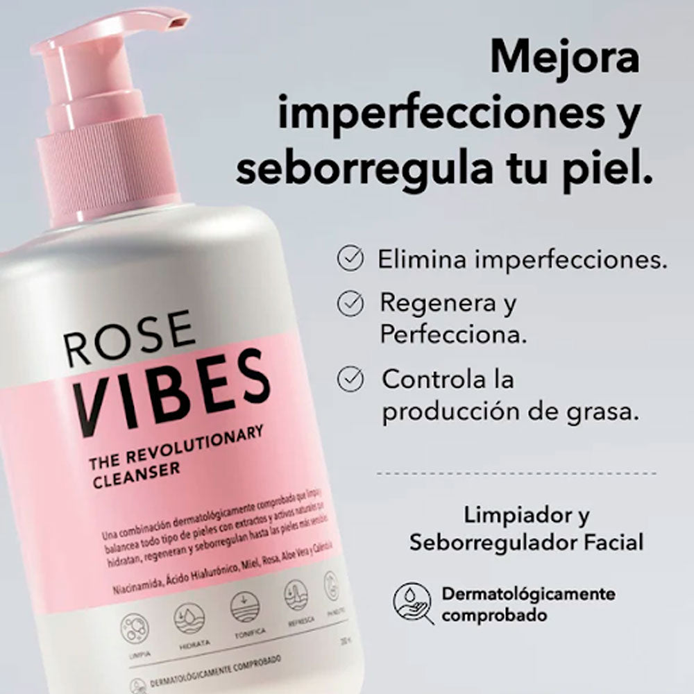 GEL FACIAL ROSE VIBES FRASCO VÁLVULA 280 ML