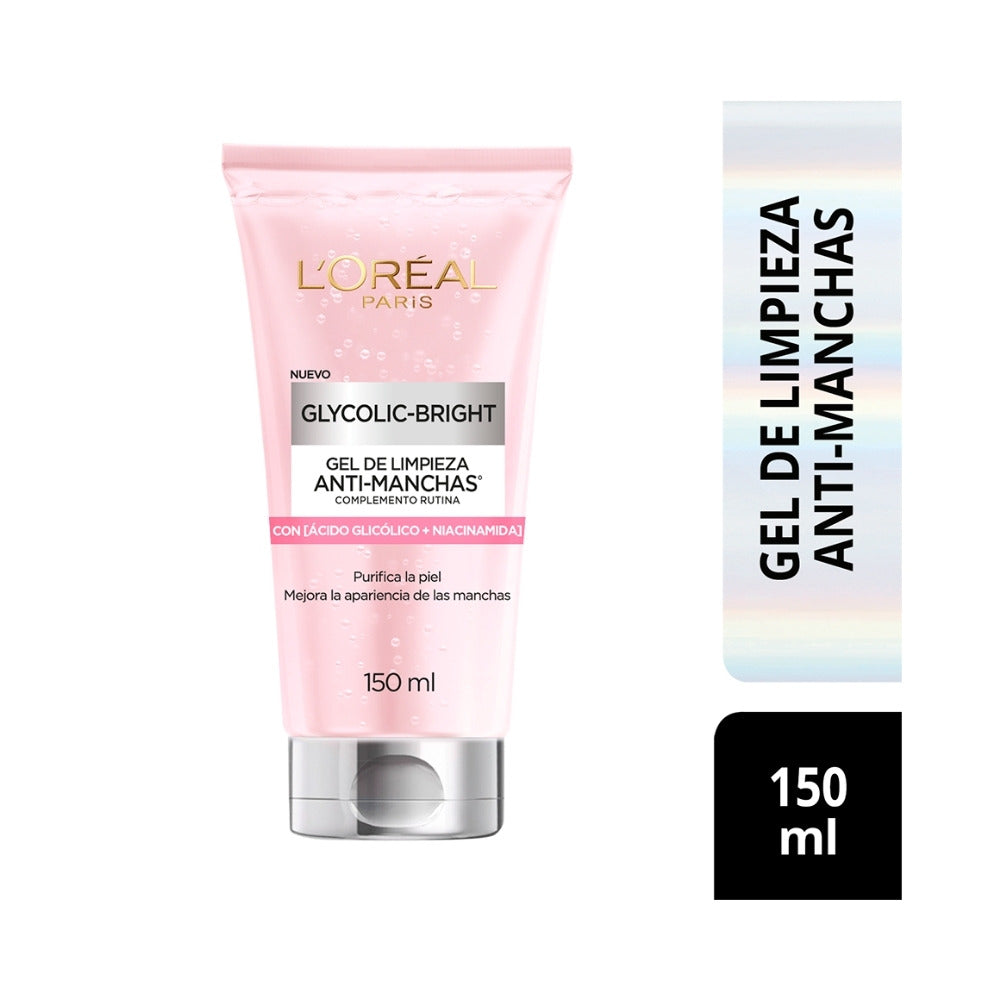 GEL LIMPIADOR LOREAL GLYCOLIC BRIGHT ANTI-MANCHAS TUBO 150 ML