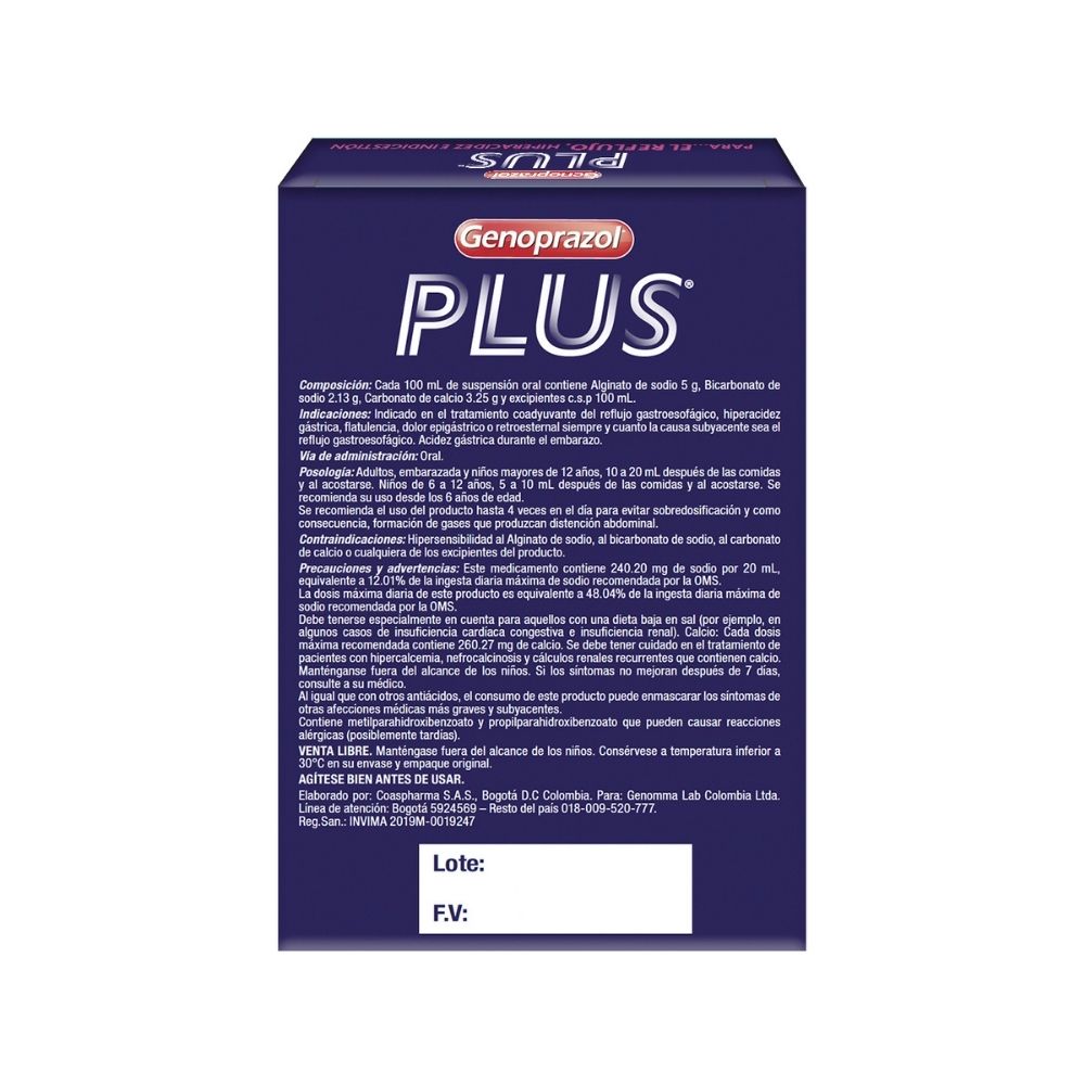 GENOPRAZOL PLUS SUSPENSIÓN ORAL 10 ML MENTA SACHET X 10 UNDS