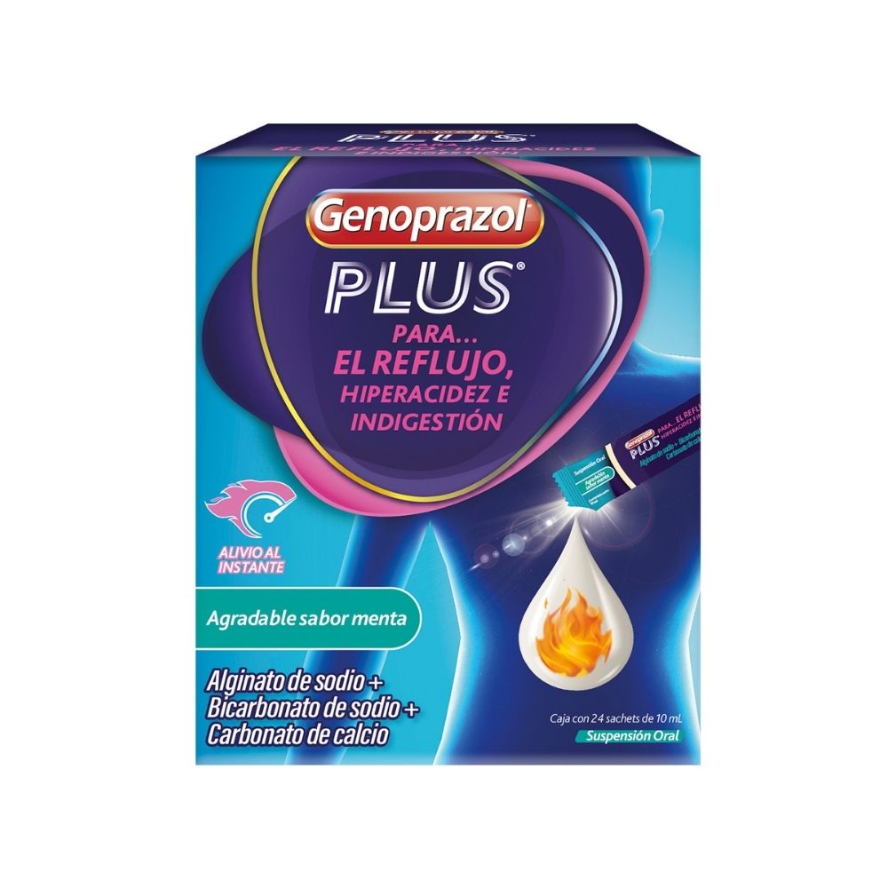 GENOPRAZOL PLUS SUSPENSIÓN ORAL 10 ML MENTA SACHET X 24 UNDS