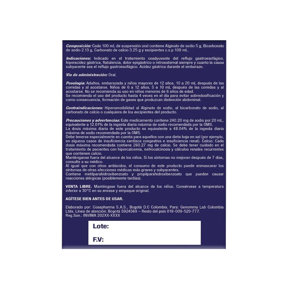 GENOPRAZOL PLUS SUSPENSIÓN ORAL 10 ML MENTA SACHET X 24 UNDS
