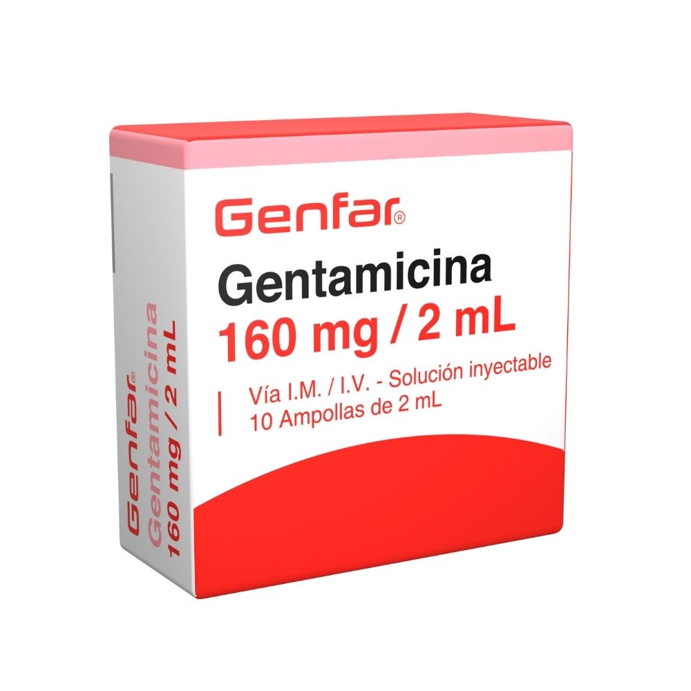GENTAMICINA GENFAR AMPOLLAS 160 MG/2 ML CAJA X 10 UNDS