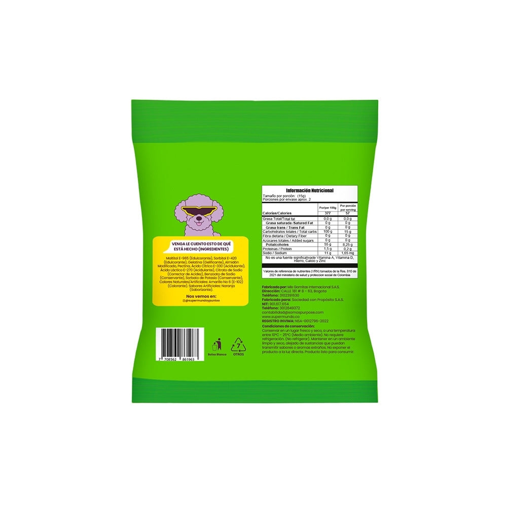 GOMAS GUSANOS SIN AZUCAR AÑADIDA PURPOSE BOLSA 30 G