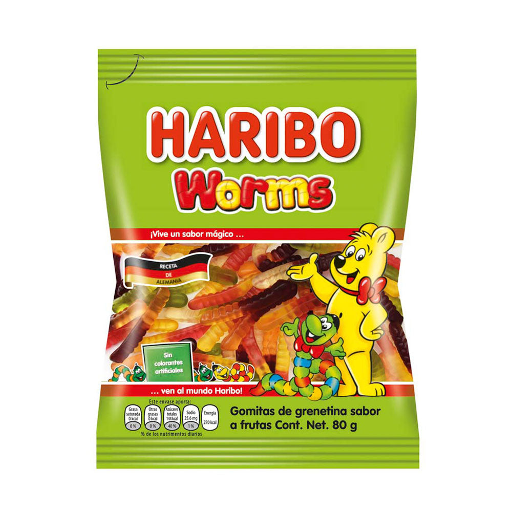 GOMAS HARIBO WORMS BOLSA 80 G