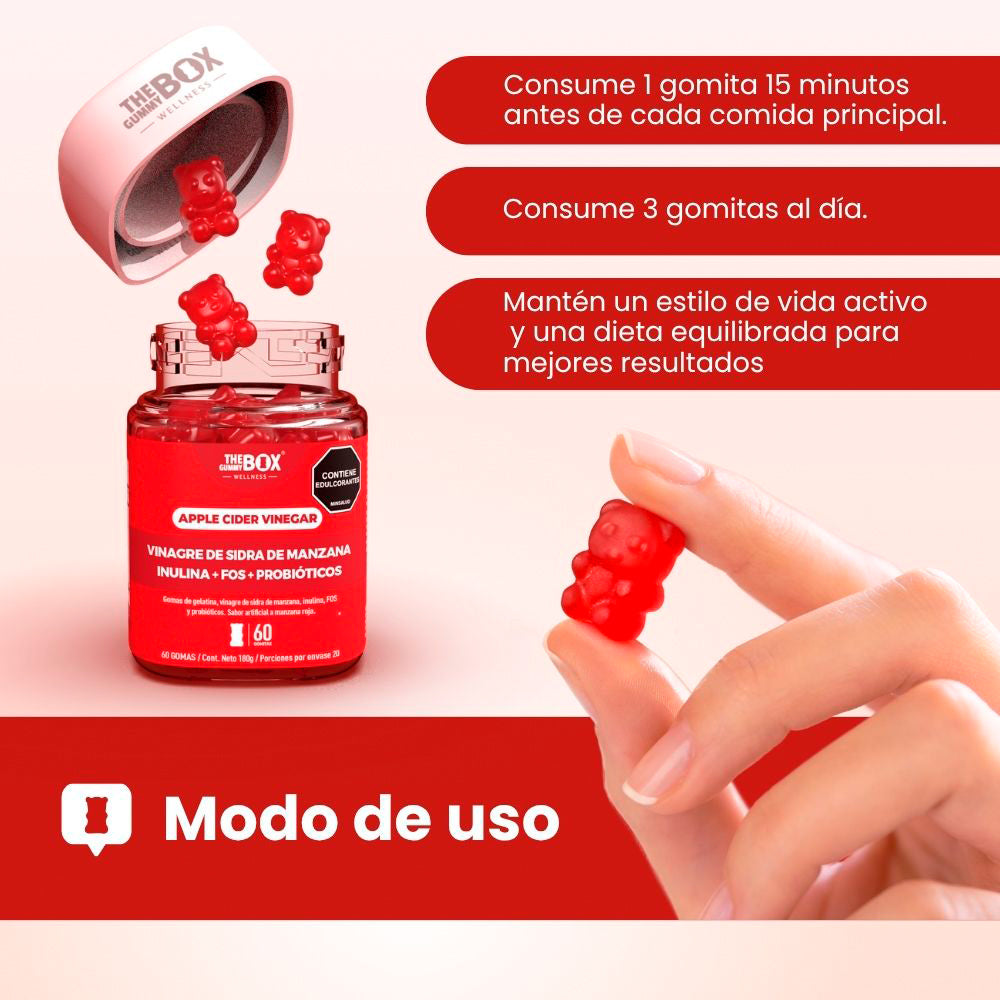 GOMAS THE GUMMY BOX VINAGRE DE MANZANA FRASCO X 60 UNDS