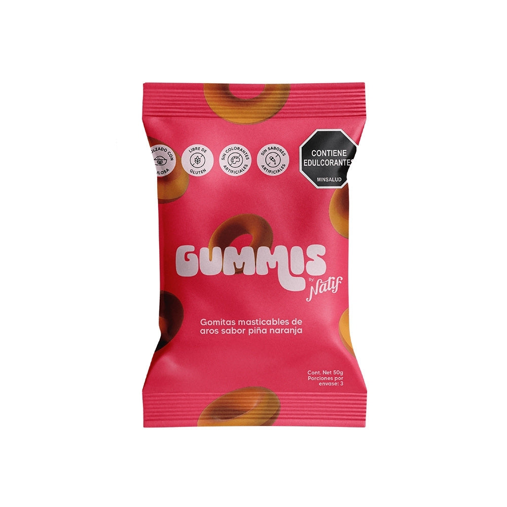 GUMMIS GOMAS SABOR PIÑA NARANJA BOLSA 30 G
