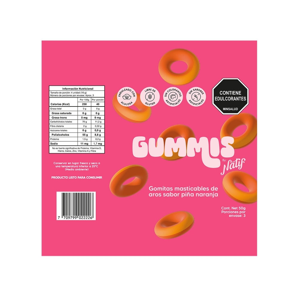 GUMMIS GOMAS SABOR PIÑA NARANJA BOLSA 30 G
