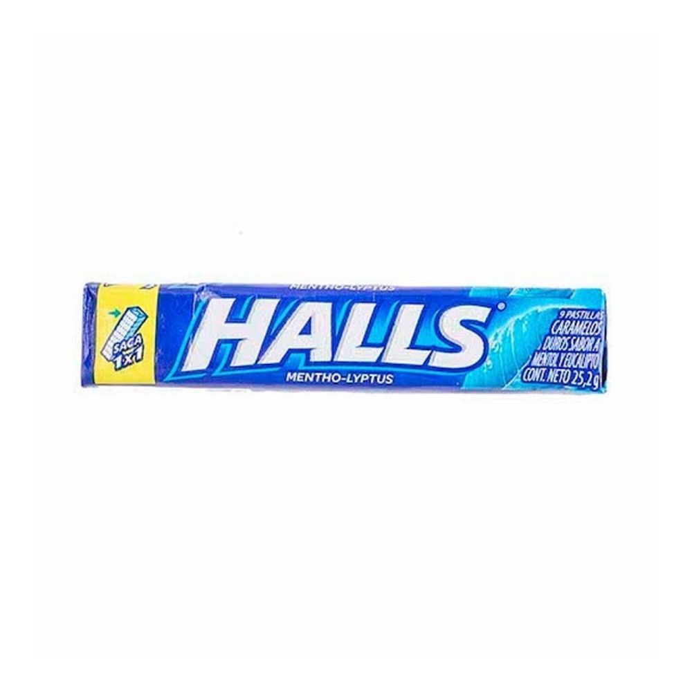 HALLS BARRA MENTOL Y EUCALIPTO FRACCION X 1 UND