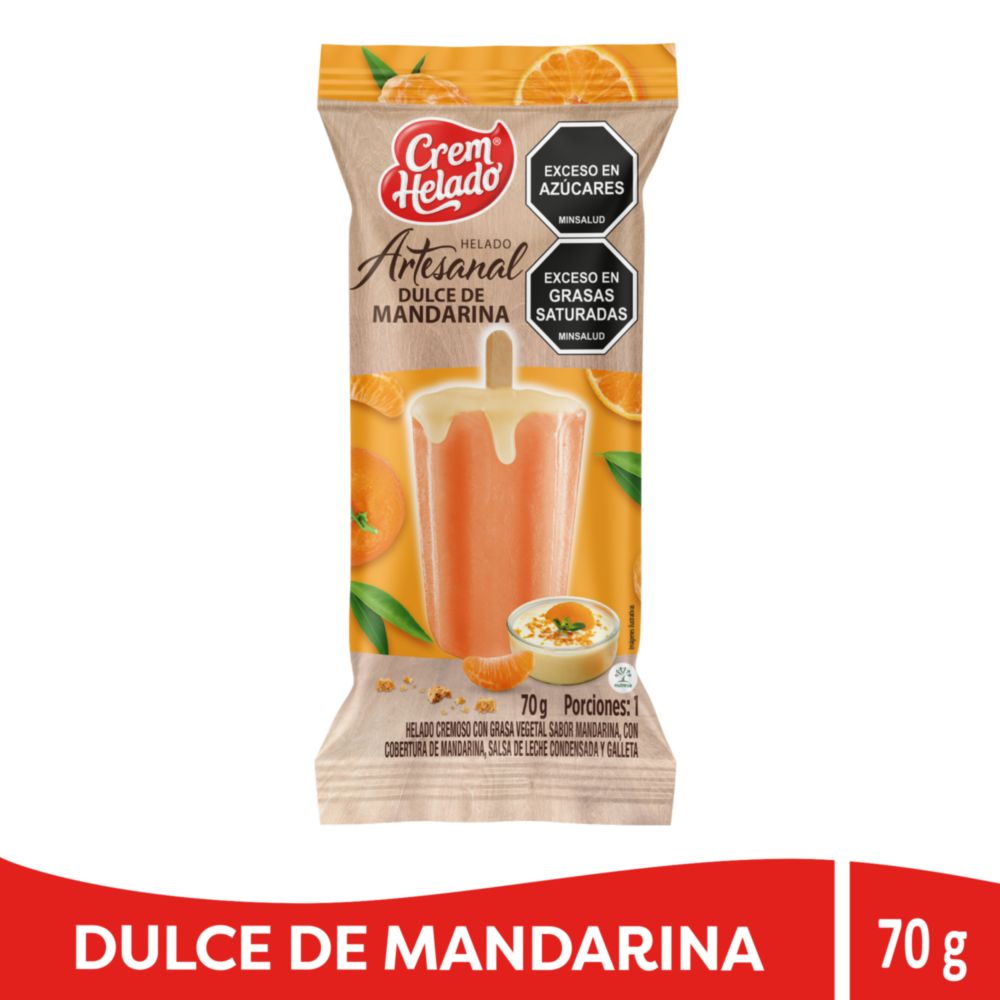 HELADO CREM HELADO ARTESANAL DULCE DE MANDARINA BOLSA 70 G