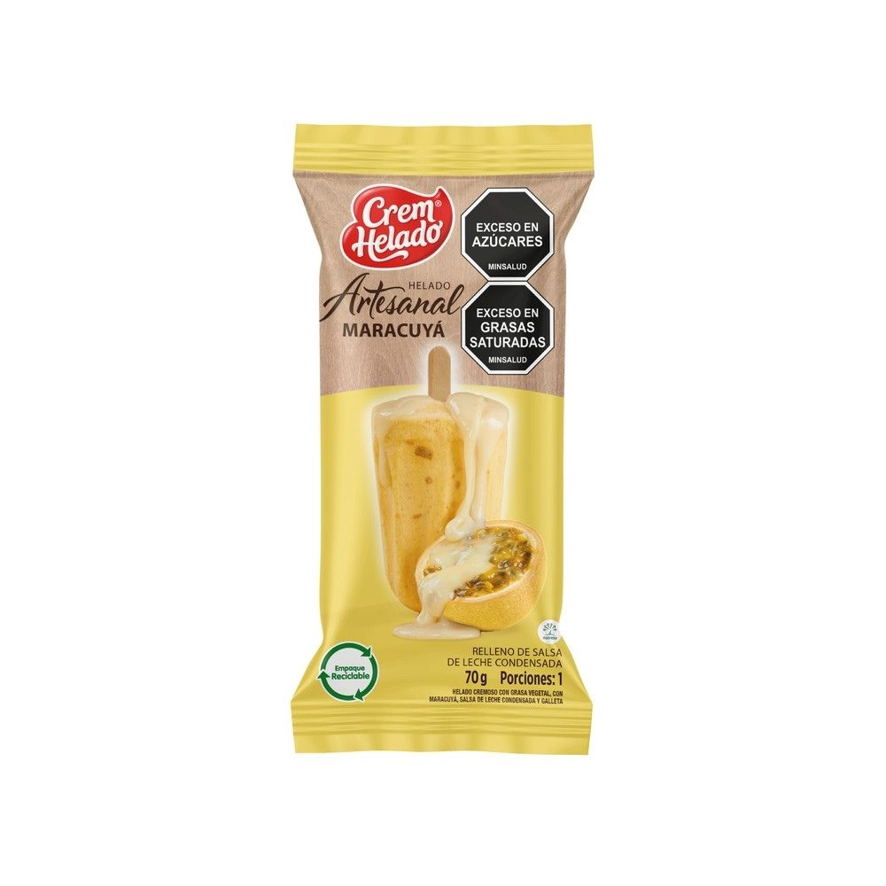 HELADO CREM HELADO ARTESANAL MARACUYA BOLSA 70 G