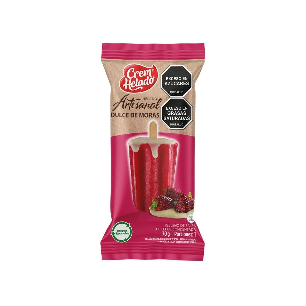 HELADO CREM HELADO ARTESANAL MORA BOLSA 70 G