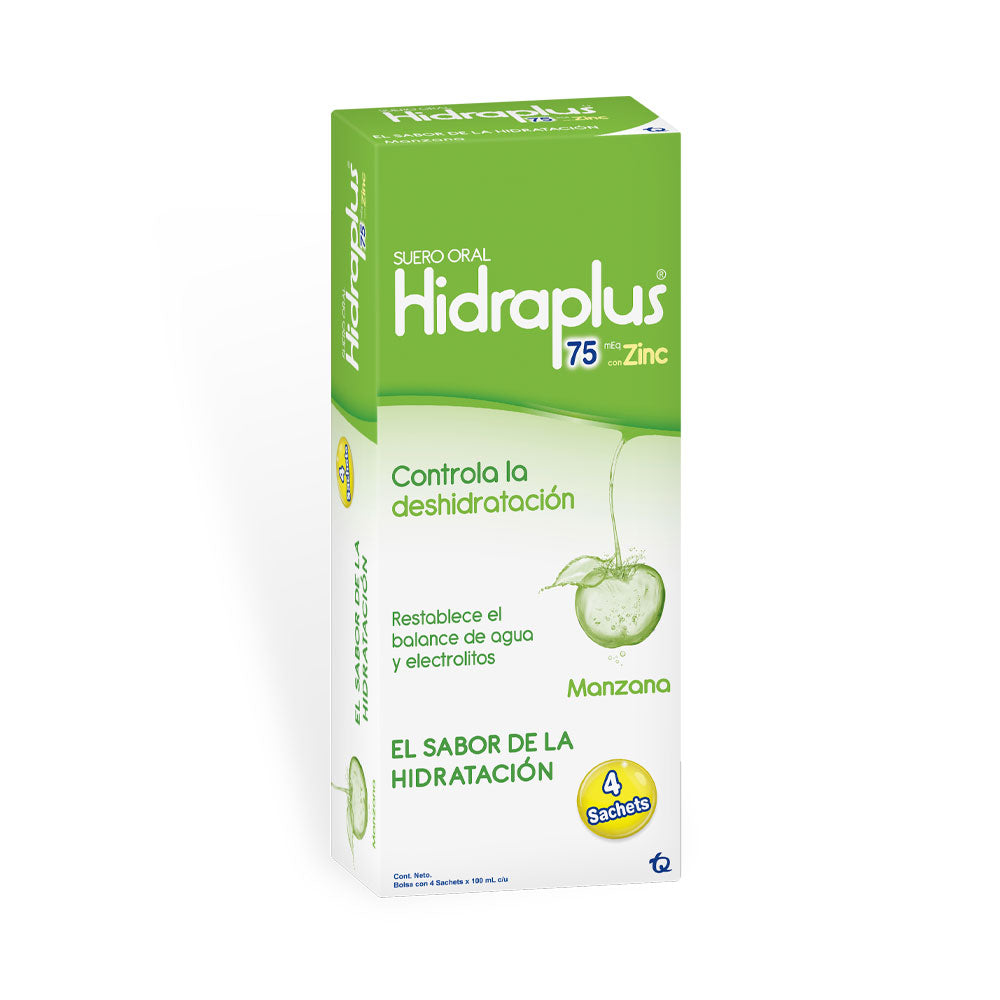 HIDRAPLUS 75 ZINC SACHET SOLUCION ORAL MANZANA CAJA X 4 UNDS