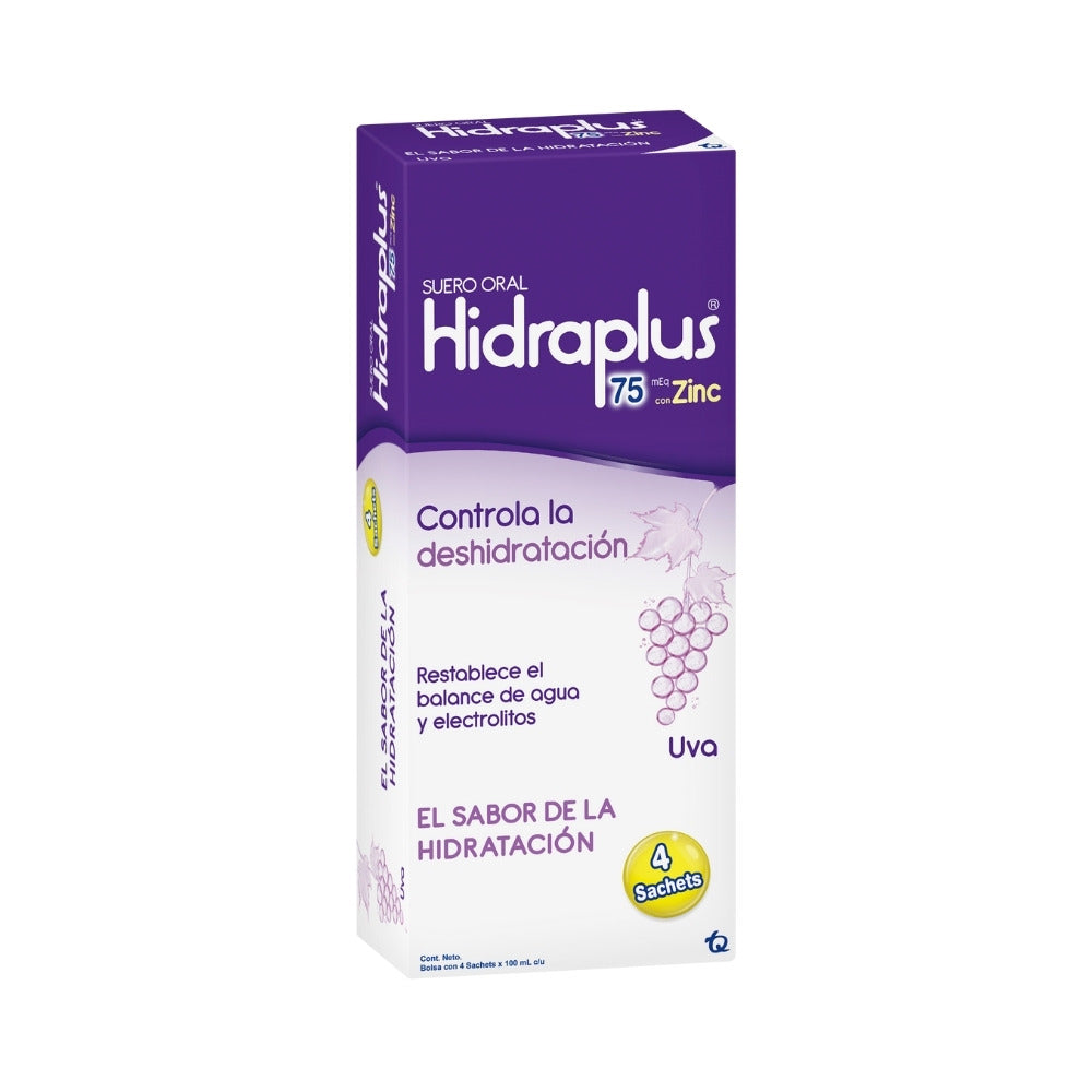HIDRAPLUS 75 ZINC SACHET SOLUCION ORAL UVA CAJA X 4 UNDS