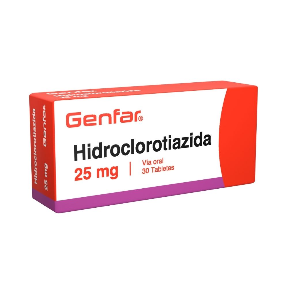 HIDROCLOROTIAZIDA GENFAR TABLETAS 25 MG CAJA X 30 UNDS