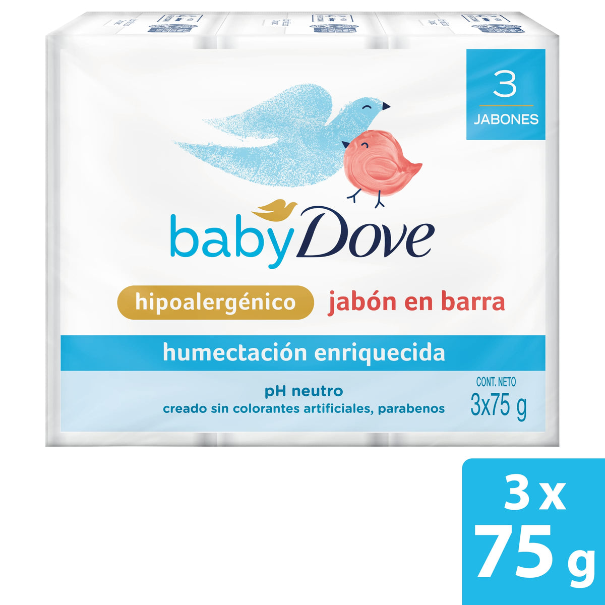 JABON DOVE BABY HUMECTA ENRIQUECIDA BARRA 3 X 75G