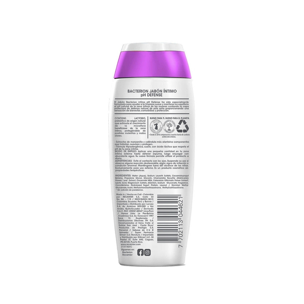 JABON INTIMO BACTERION PH DEFENSE NEUTRO FRASCO 220 ML