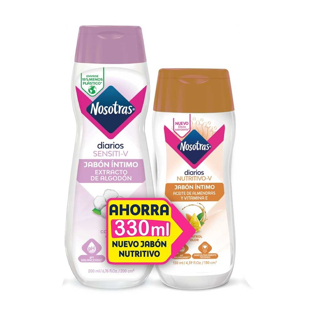 JABON INTIMO NOSOTRAS SENSIITIVE X200ML+ JABON INTIMO NUTRITIVO FRASCO 130 ML