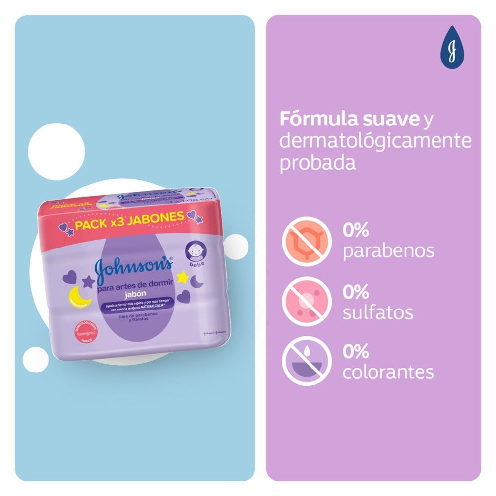 JABON JOHNSONS BABY ANTES DE DORMIR BOLSA 3 X 110GR