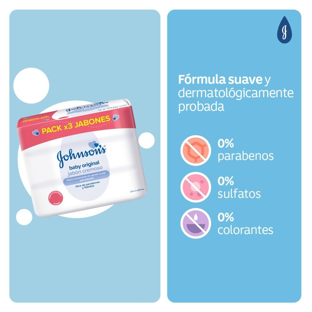 JABON JOHNSONS BABY ORIGINAL BARRA 3X110G