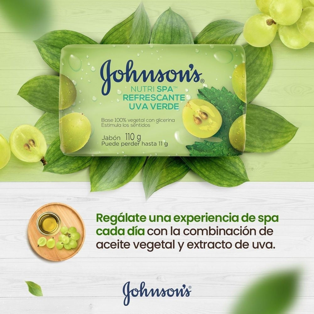 JABON JOHNSONS REFRESCANTE UVA VERDE BARRA 3 X 110GR