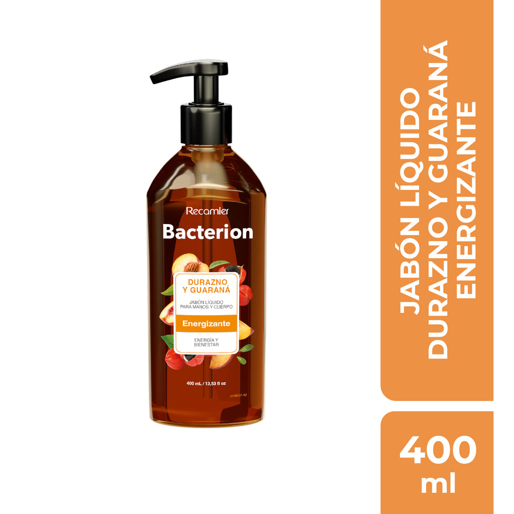 JABON LIQUIDO BACTERION DURAZNO Y GUARANA FRASCO 400 ML