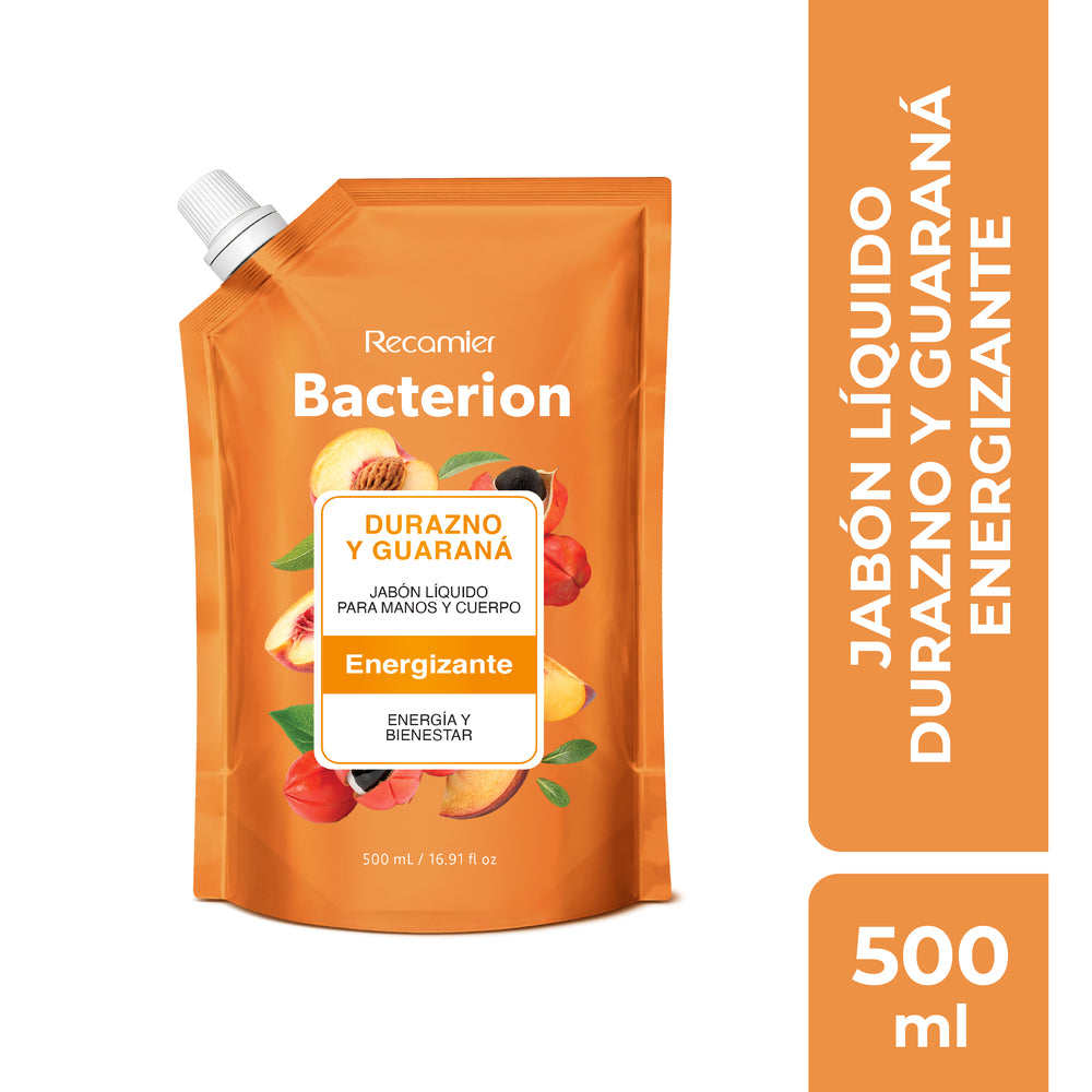 JABON LIQUIDO BACTERION DURAZNO Y GUARANA REFILL DOYPACK 500 ML