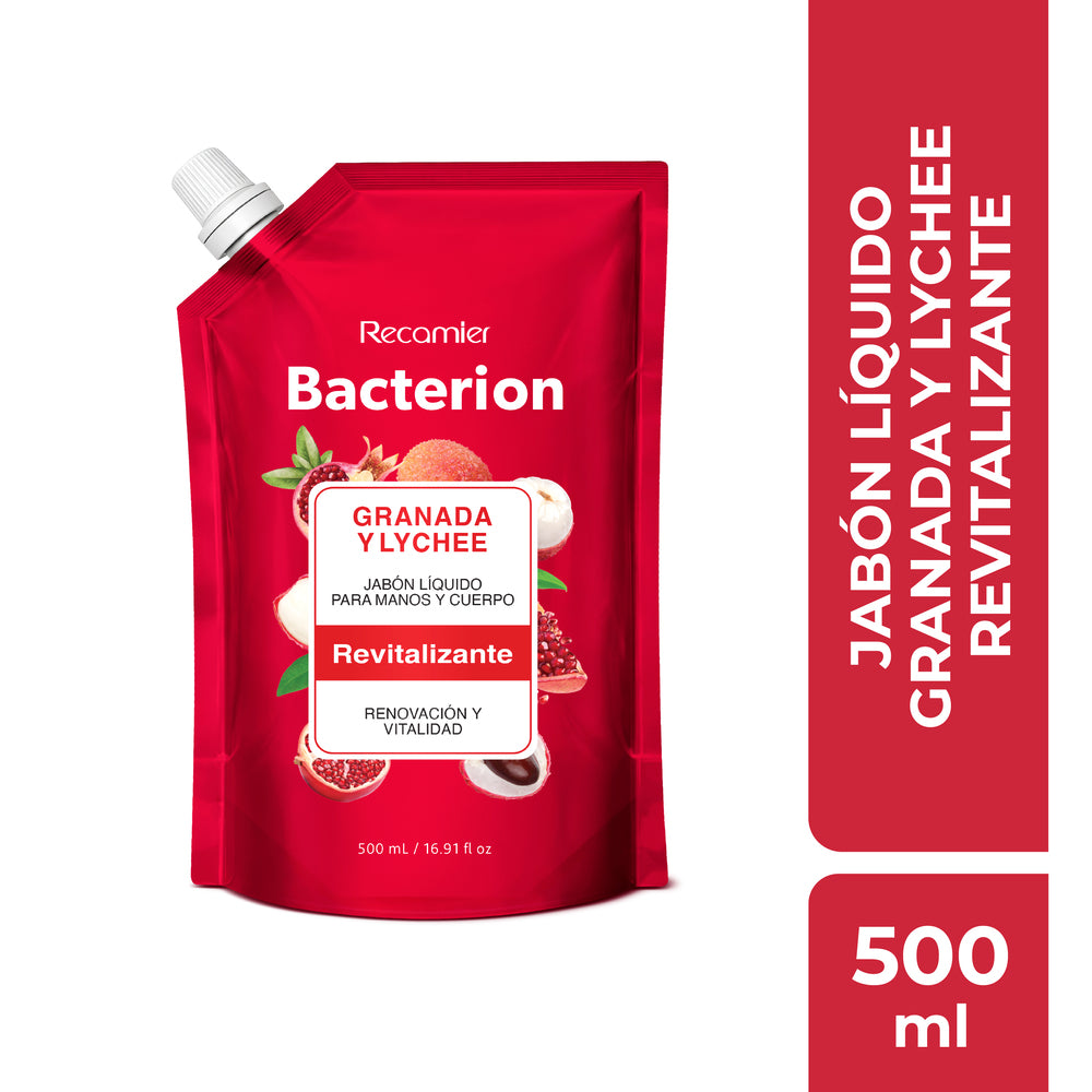 JABON LIQUIDO BACTERION GRANADA Y LYCHE REFILL DOYPACK 500 ML