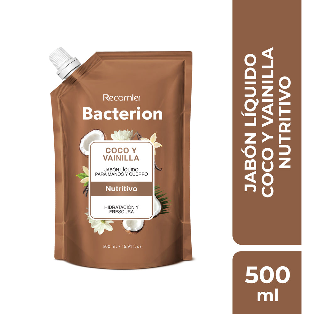 JABON LIQUIDO BACTERION VAINILLA Y COCO REFILL DOYPACK 500 ML