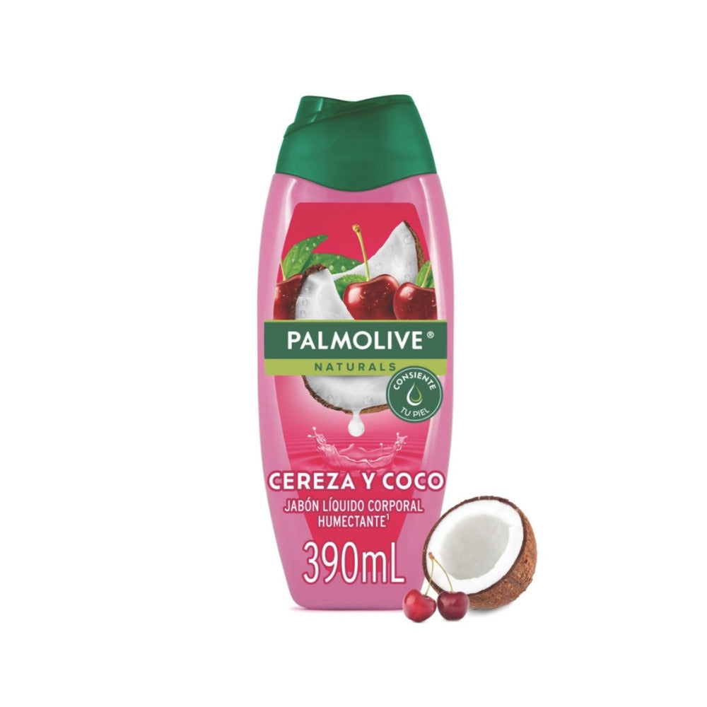 JABON LIQUIDO PALMOLIVE NATURALS CEREZA Y COCO FRASCO 390 ML
