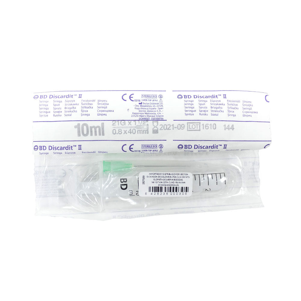 JERINGA 21 X1 1/2 2 PART. 21G X 1 1/2 BOLSA 10 ML