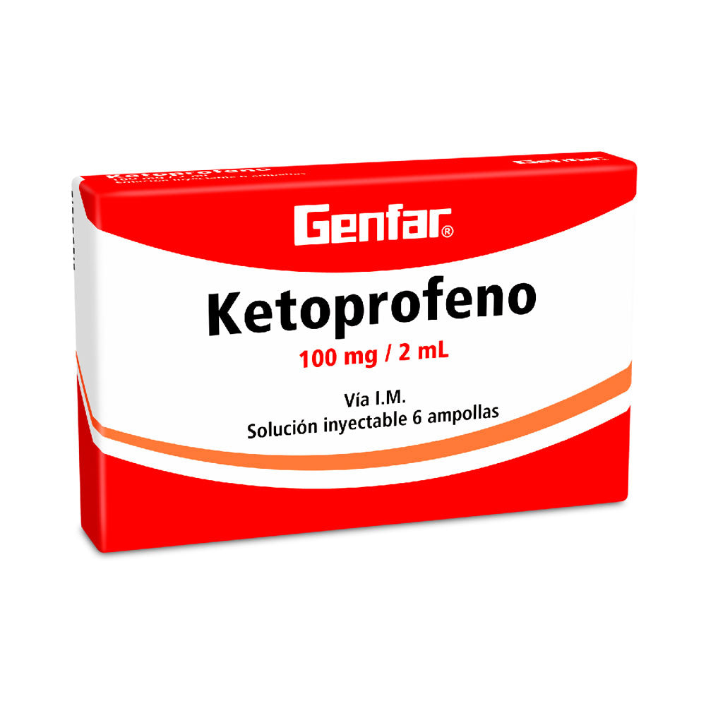 KETOPROFENO GENFAR 2ML AMPOLLAS 100 MG CAJA X 6 UNDS