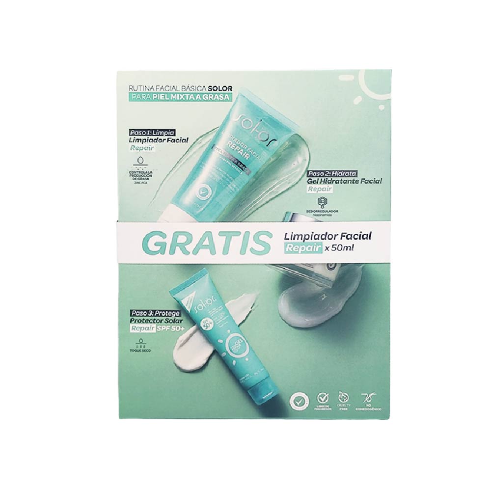 KIT RUTINA FACIAL SOLOR REPAIR CAJA X 3 UND