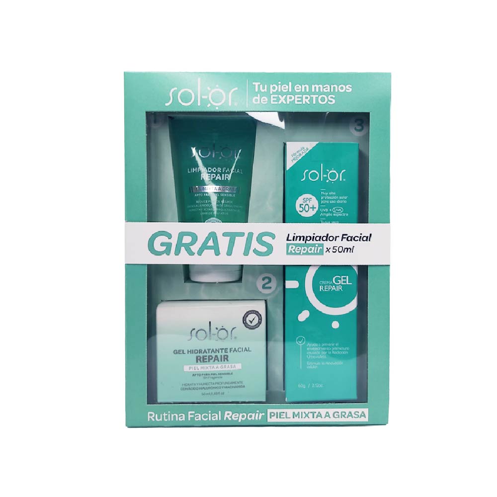 KIT RUTINA FACIAL SOLOR REPAIR CAJA X 3 UND
