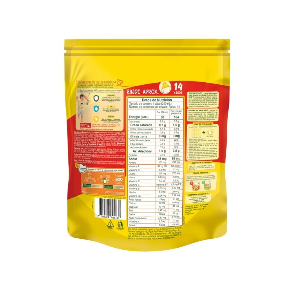 KLIM MIEL PREBIO 1+ POLVO BOLSA 500 G