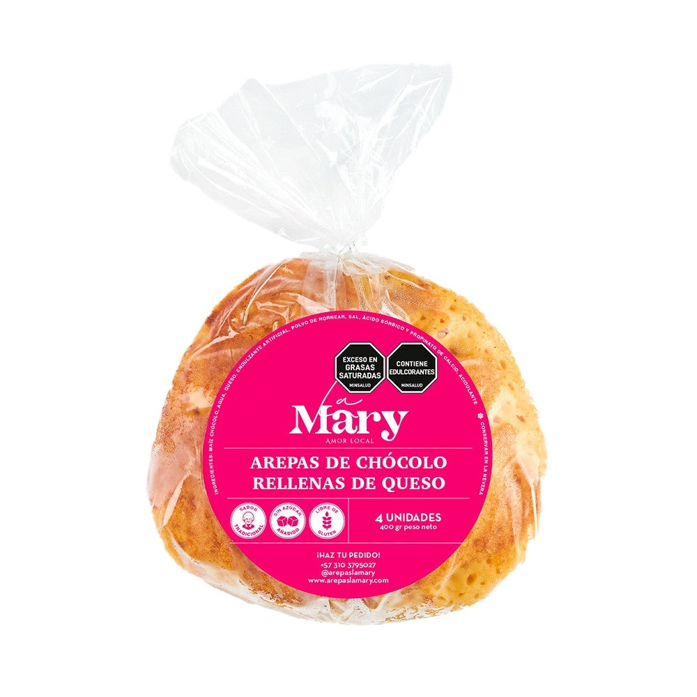LA MARY AREPA DE CHOCOLO RELLENA QUESO BOLSA X 4 UNDS