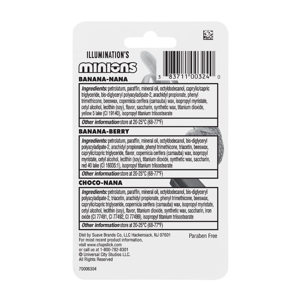 LABIAL CHAPSTICK MINIONS SURTIDO PREPACK X 3 UNDS