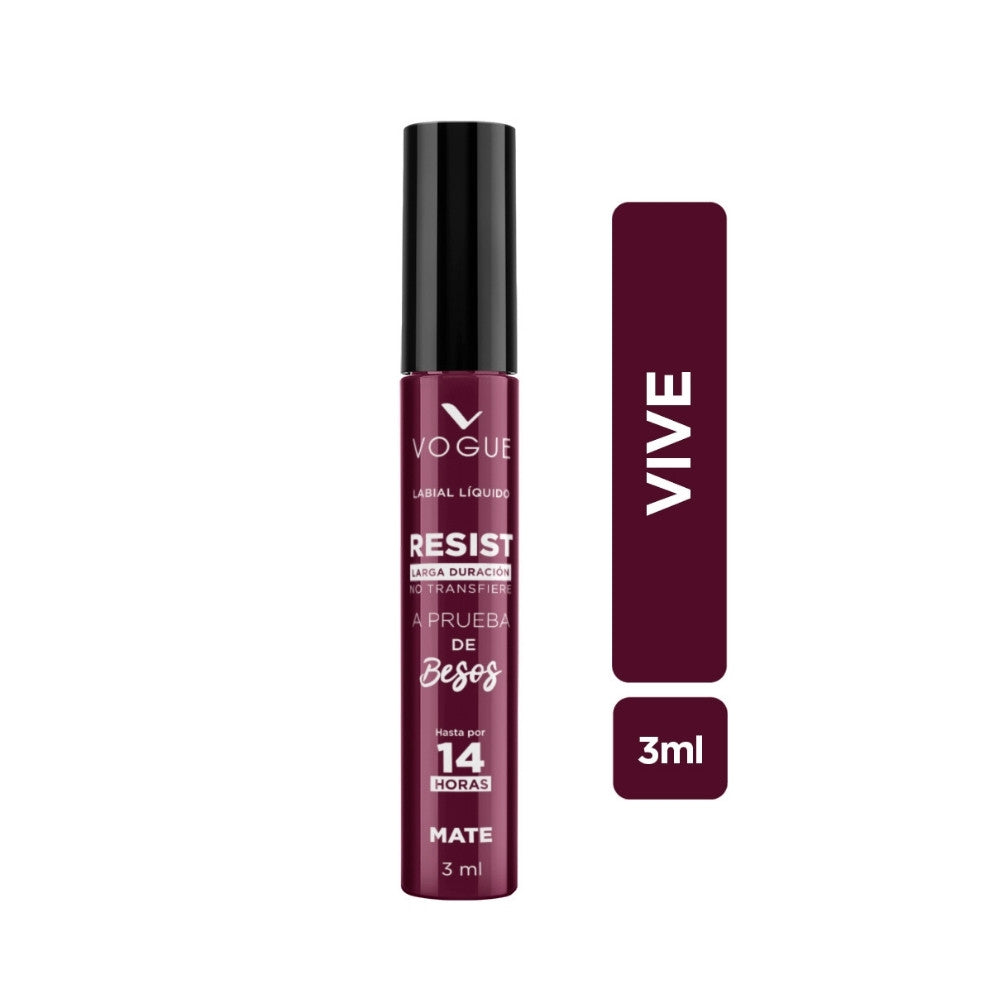 LABIAL LIQUIDO VOGUE A PRUEBA BESOS VIVE TUBO 3 ML
