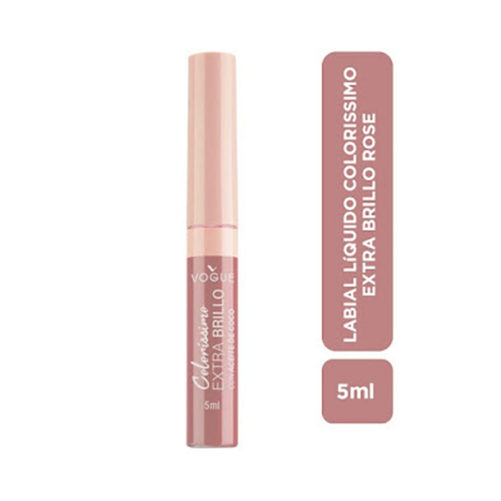 LABIAL LIQUIDO VOGUE COLORISS EXTRA BRILLO ROSE TUBO 5 ML