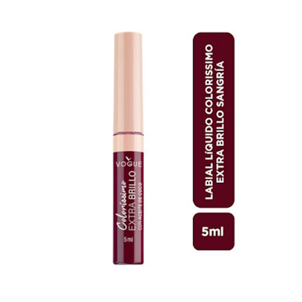 LABIAL LIQUIDO VOGUE COLORISS EXTRA BRILLO SANGRIA TUBO 5 ML