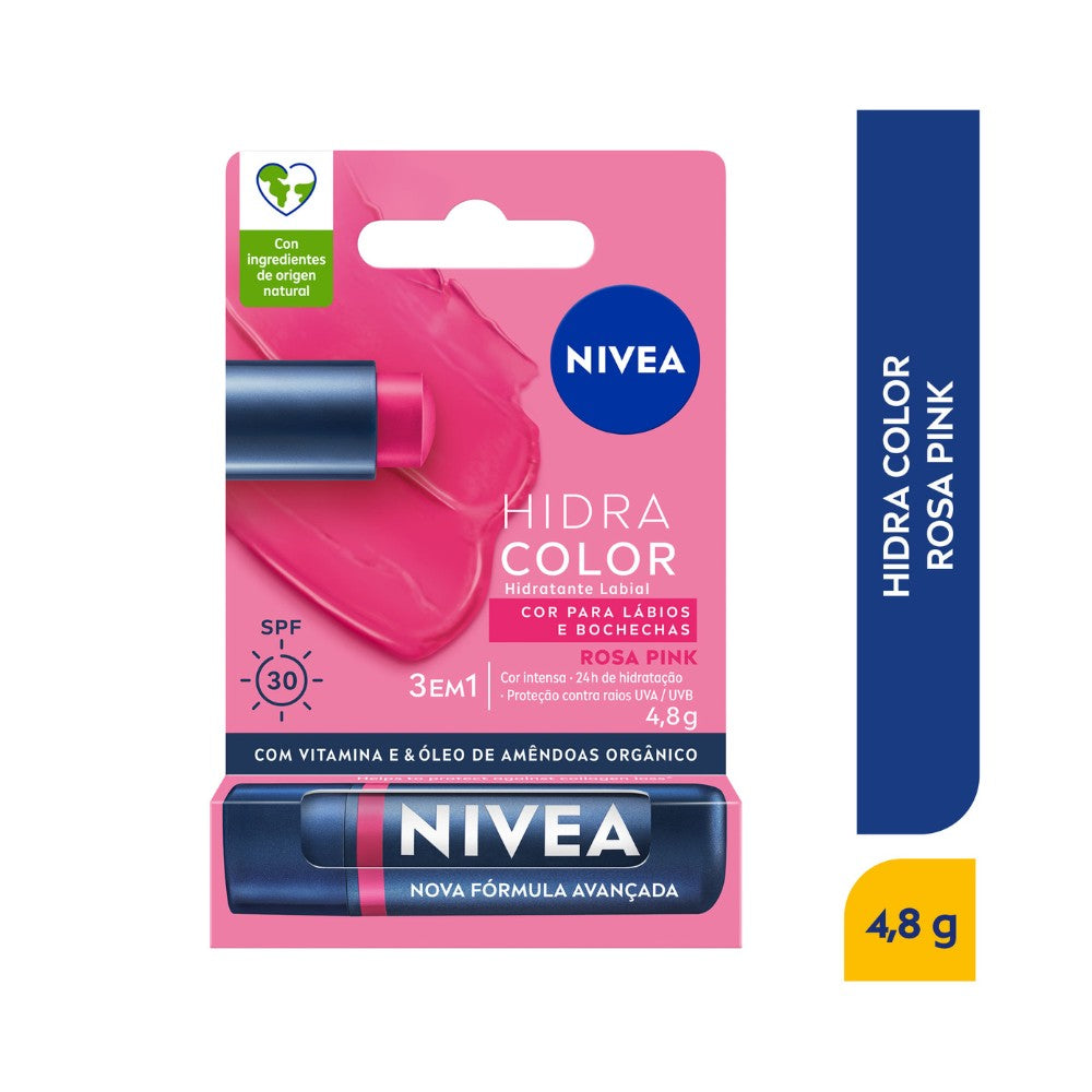 LABIAL NIVEA HIDRATANTE COLOR ROSA TUBO 5.5 ML