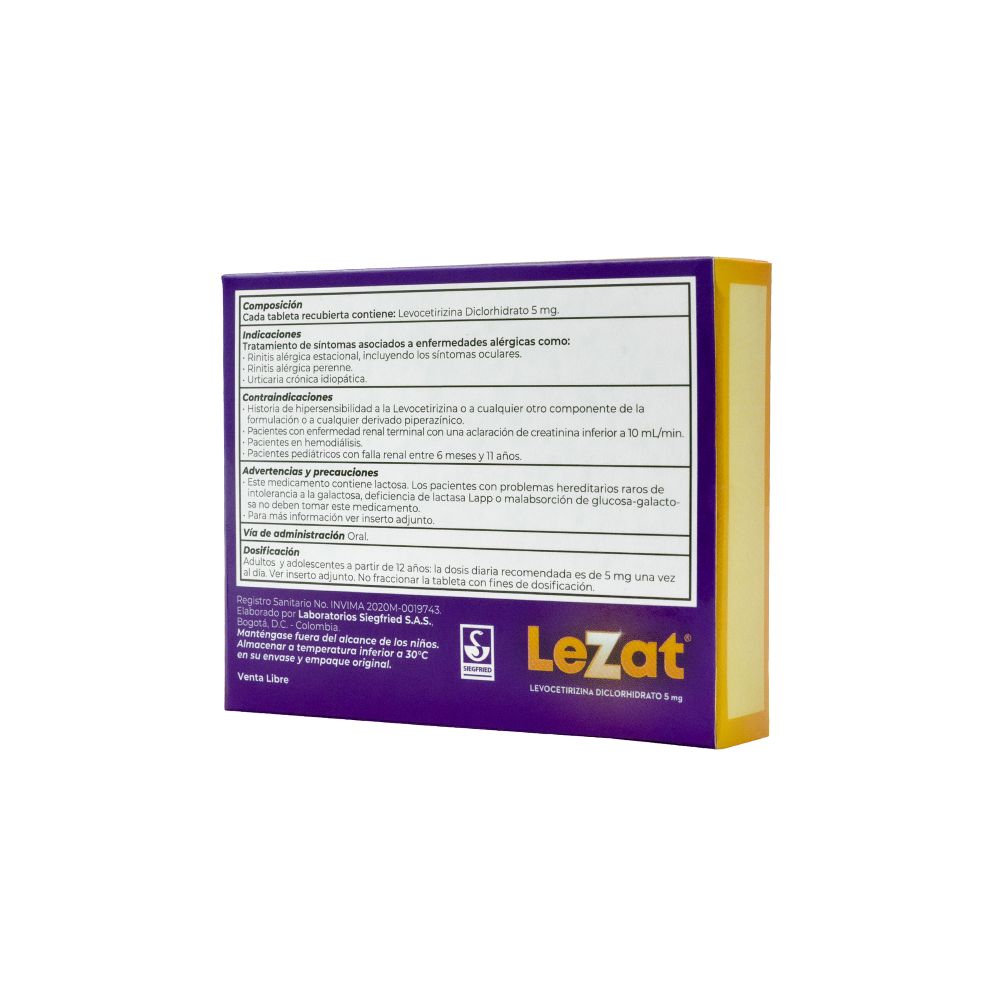 LEZAT TABLETAS RECUBIERTAS 5 MG CAJA X 10 UNDS