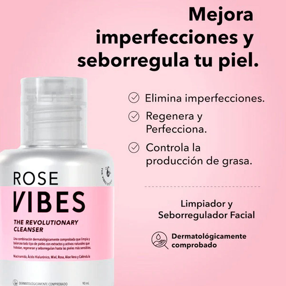LIMPIADOR FACIAL ROSE VIBES FRASCO 90 ML