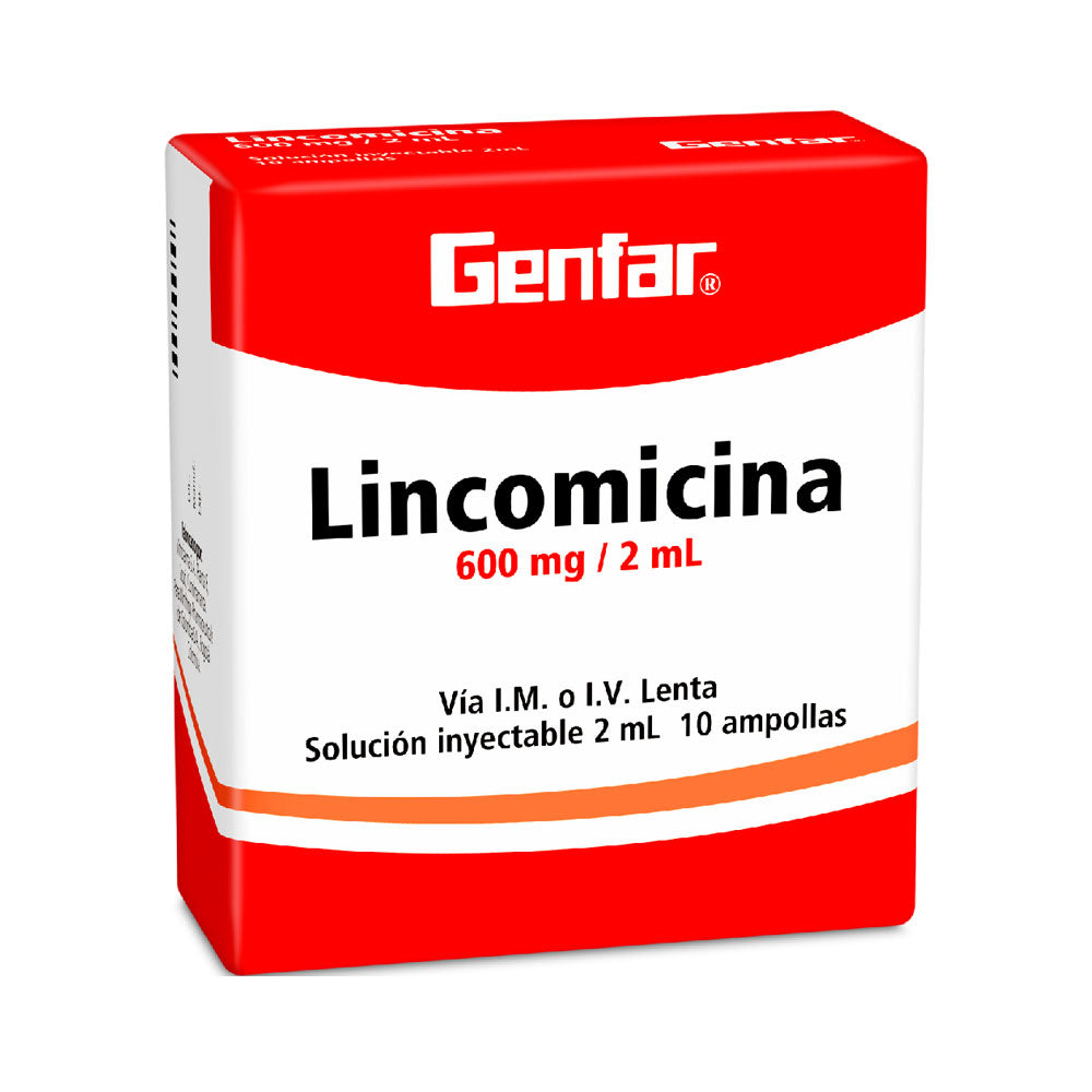 LINCOMICINA GENFAR 2 ML AMPOLLAS 600 MG CAJA X 10 UNDS