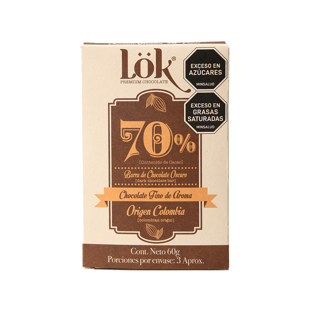  LÖK BARRA CHOCOLATE 70% CACAO BOLSA 60 G