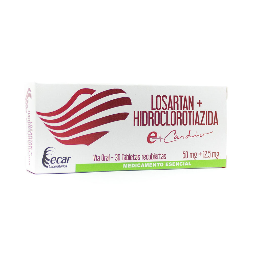 LOSARTAN+HIDROCLOROTIAZID ECAR TABLETAS 50/12.5 MG CAJA X 30 UNDS