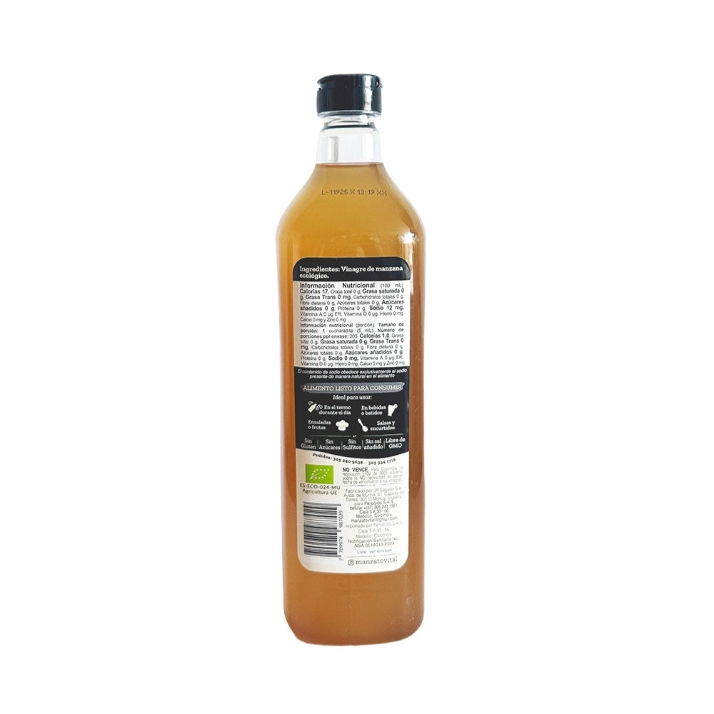 MANZATO VINAGRE MANZANA CON LA MADRE ORGANICO FRASCO 1000 ML