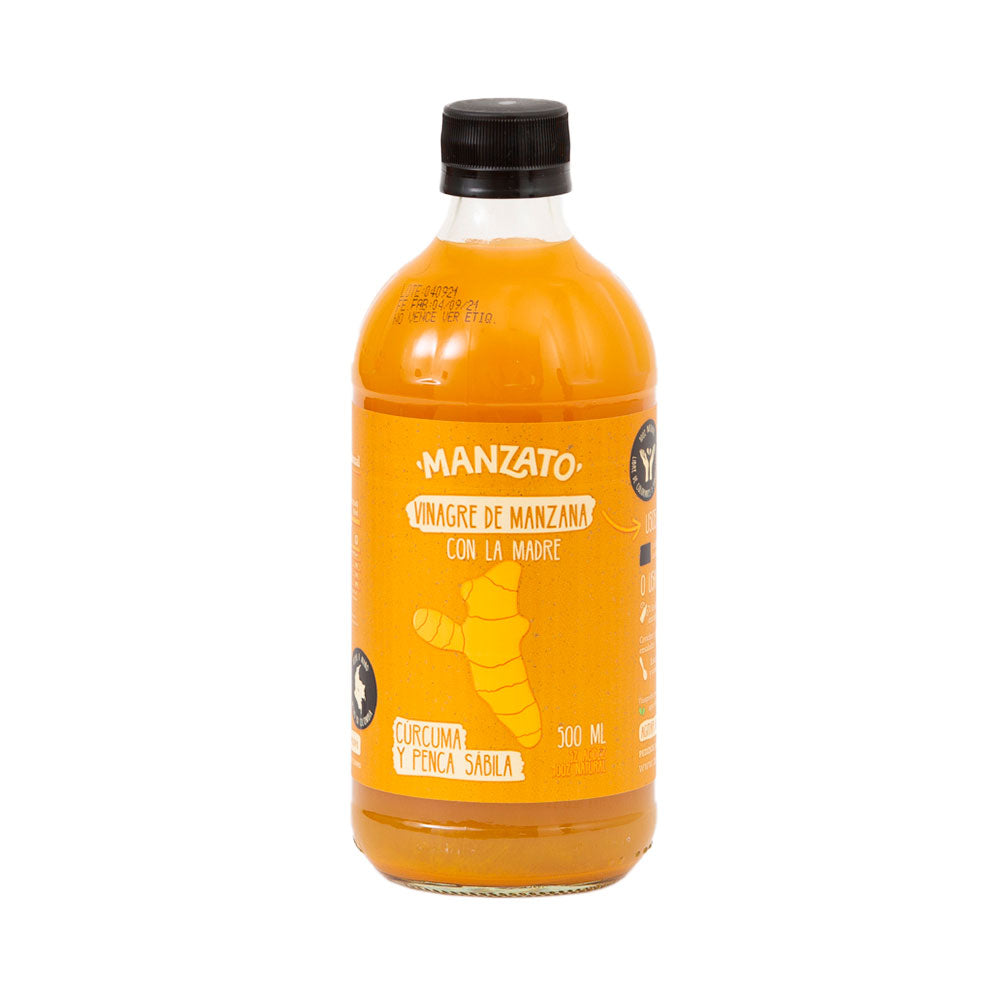 MANZATO VINAGRE MANZANA CURCUMA-PENCA SABILA BOTELLA 500 ML